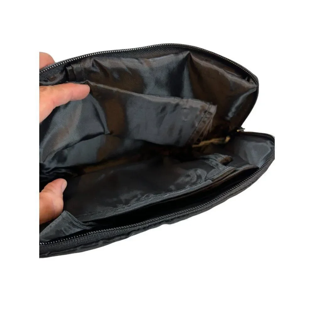 U.S. Luggage New York Black Nylon Travel Toiletry Bag With Zipper Compartments